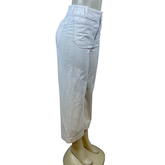 Maeve High-Rise Corduroy Wide-Leg Womens Pants Cream Size 29 - Picture 2 of 9